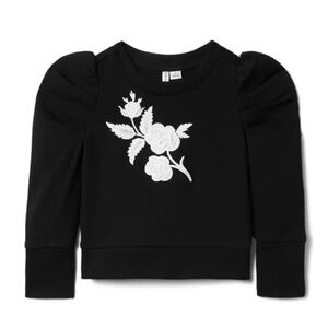 Janie and Jack Flower Appliqué Puff Sleeve Sweatshirt. Size 6